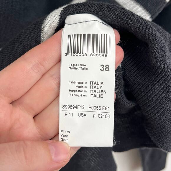 Peserico Linen-Blend Luxury Italy Asymmetric Metallic Stripe Sweater Size 38/XS - Picture 9 of 12